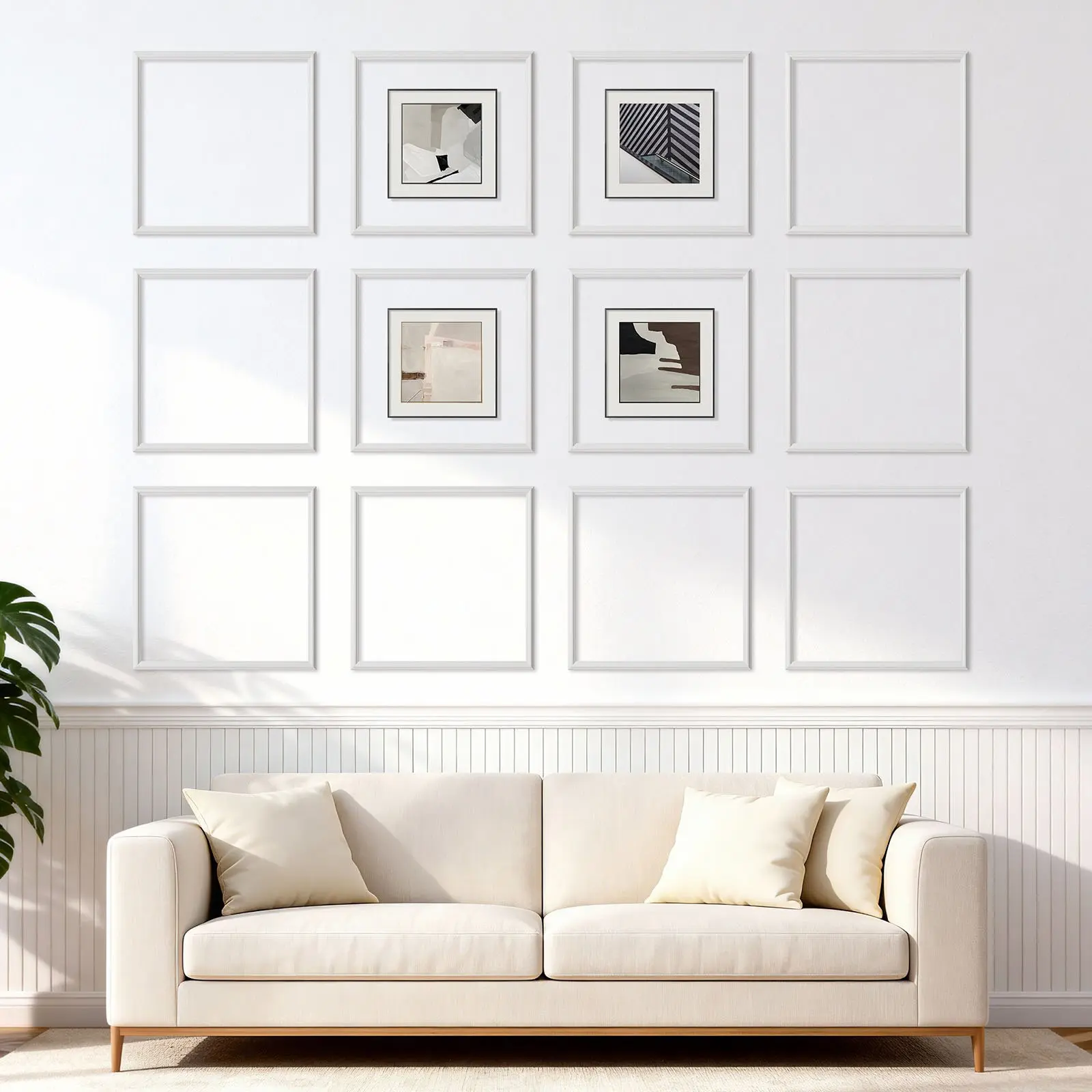 VEVOR 12-Pack Wall Molding Wainscoting Panels Kit, 20x20 in Lightweight Paintable Polystyrene, Easy-to-Install Waterproof Accent Wall Trim for Interior Decor Living Room, Bedroom, Home (White)