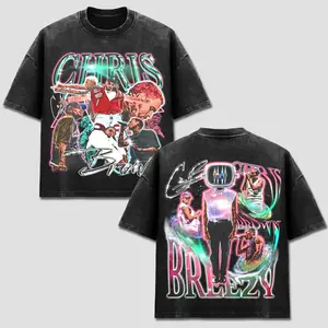 [FREE SHIP] Comfort Colors C Brown T-Shirt, Breezy Graphic Tee, CB Hip Hop Merch, Raymond X Brown Top, Neon Pink Green Concert The R&B Tour Fan Wear