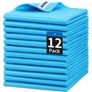 Microfiber Glass Cleaning Cloth, 6 Pack Window Glass Cleaning Rags, Reusable Lint-Free Streak Free Polishing Cloth Wipes for Stainless Steel, Eyeglasses, Mirrors, Screens & Lenses,16"x14"