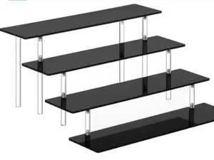 4 Tier Perfume Organizer Stand, Acrylic Risers Display Stands, Display Risers, Perfume Shelf Dessert Display for Party, Figure Stand Funko POP Shelves, Black Cupcake Stand Holder