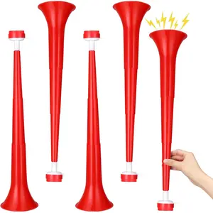 4 Pcs Stadium Horn for Adult, 21 Inch Vuvuzela Plastic Collapsible Cheering Trumpets for Sporting Events Football Carnival Party (Red)