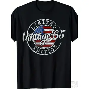 [100% Cotton] 100% Cotton Retro 1965 60Th Birthday Presents for Both Genders 60-Year-Old Tee Shirt, Unisex Design for Summer 2025, Short-Sleeved, Made of Pure