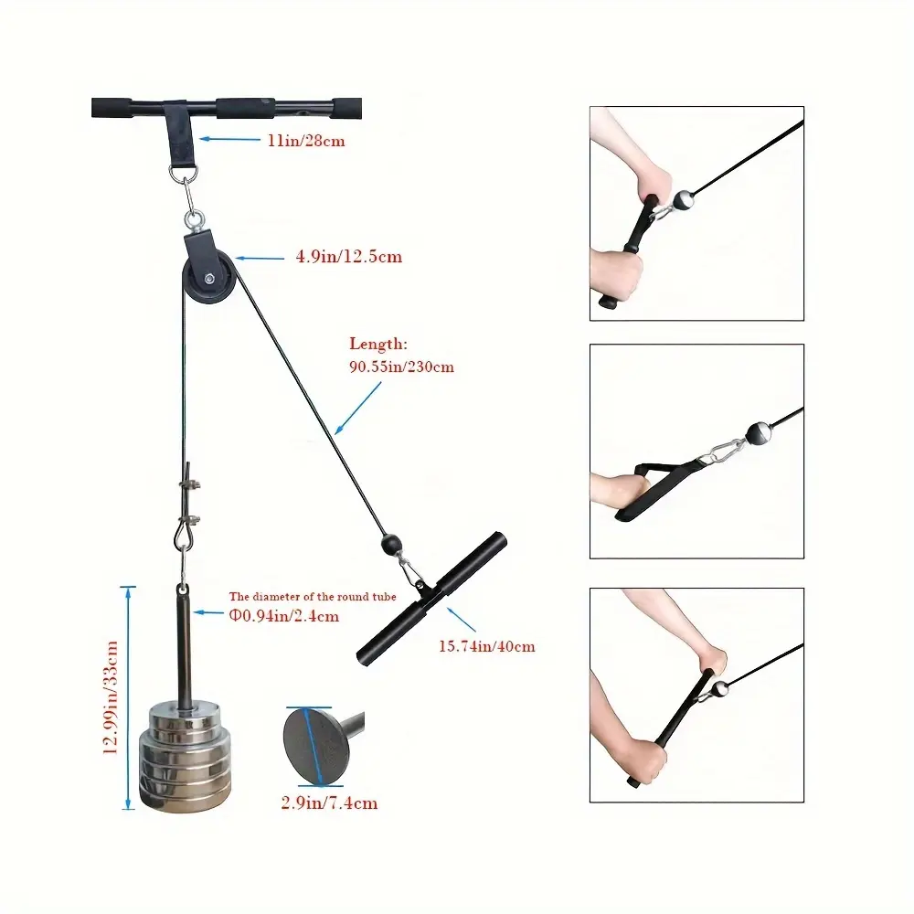 Hot Versatile Cable Pulley System For Home Gym - Adjustable Length, Includes Pull Down Bar & Weight Lifting Rope - Perfect For Triceps Workouts & Fitness Training Pulley Cable Gym Gym Pulley