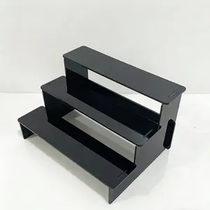 3 Layer Display Shelf with Decorative Safety Fence, No Tool Assembly, Plastic Material, 7.56 Inches, Organiser, Display Riser, for Perfume, Figurines, Cupcakes