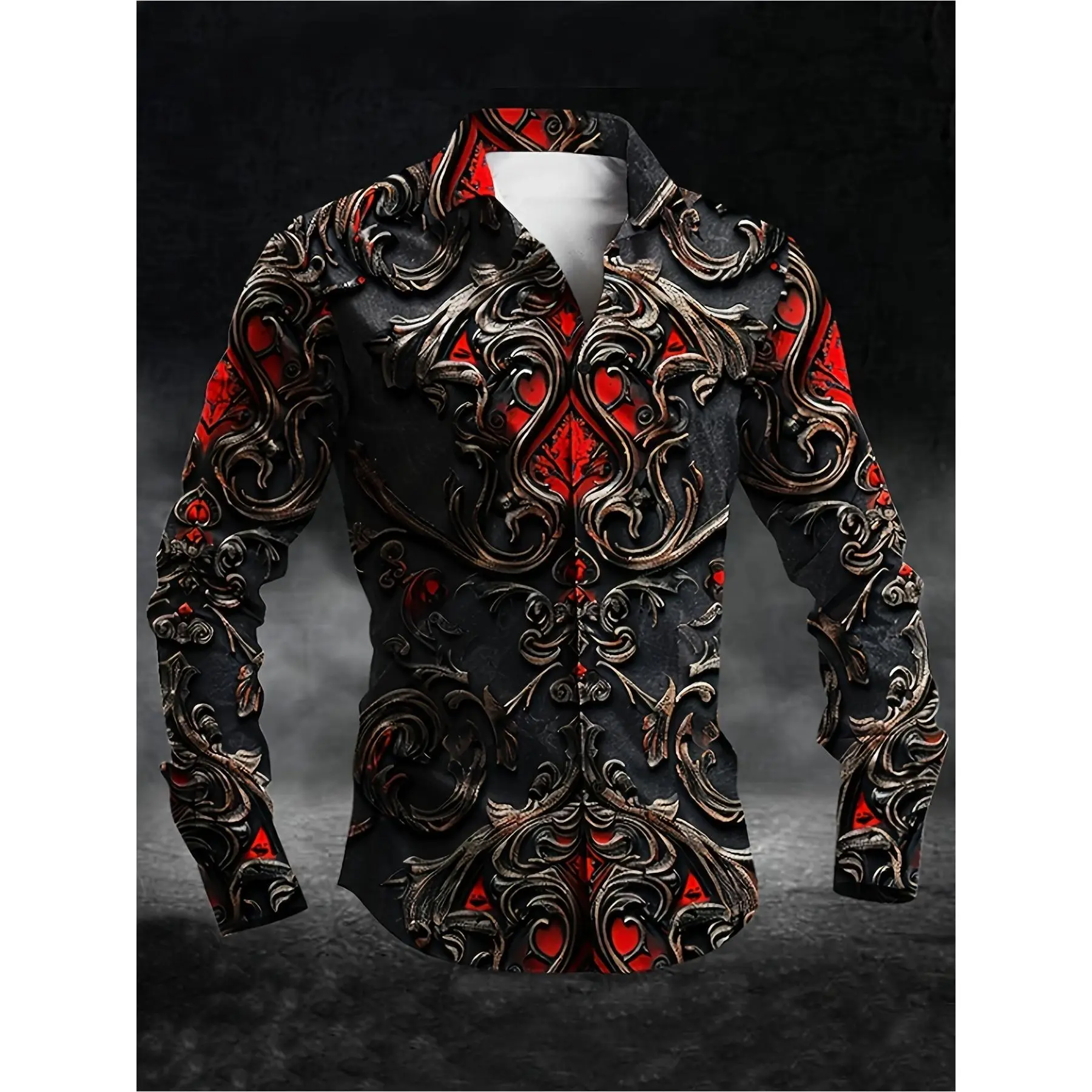 [Stylish Dress Shirts] Stylish Men's Dress Shirts - Pattern Printed Long Sleeve Button Shirts
