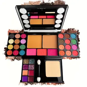 37pcs Ultimate Makeup Set: Eyeshadow Palette, Blush, Lip Gloss & Contour Kit with Applicators - for Beginners, Includes Brown, Berry, Coral & Blue Tones for Women
