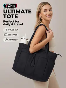 Puffer Tote Bag with Cup Holder & Laptop Compartment & Trolley Sleeve for Travel, Work, Nurse,Laptop Work Tote Bag, College Shoulder Bag, Ideal Gift for Women
