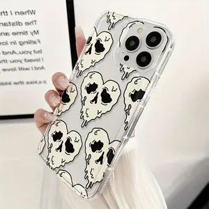 1pc New Halloween Ghost Pink Jack-O'-Lantern Ghost Bat Pattern Magnetic Charging Phone Case for iPhone 16 Pro Max, 15 Plus, 14 Pro, 13, 12, 11 Pro Max, a great gift for girlfriend, boyfriend and family on Christmas and Halloween.