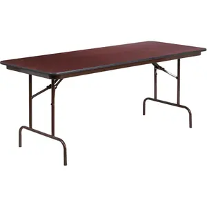 Flash Furniture  30 x 72 in. Rectangular Mahogany Melamine Laminate Folding Banquet Table