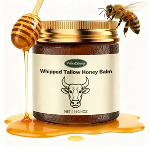 Organic Grass-Fed Beef Tallow Whipped Moisturizer with Honey Balm, Natural Hydrating Cream for Face & Body, Dry & Sensitive Skin Relief