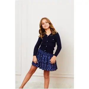 Theme NYC Mickey Navy Cardigan Sweater with Pearl Buttons