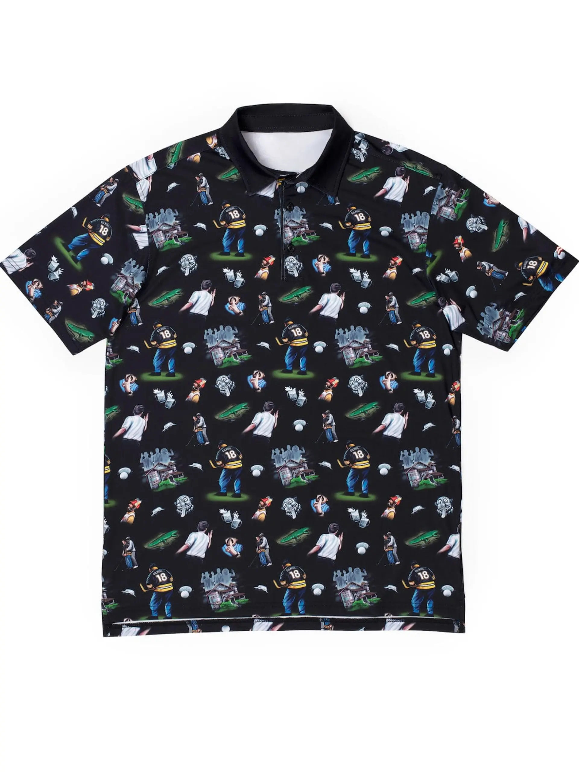 Happy Gilmore Adam Sandler Funny Golf Polo Shirt for Men, Golf All Over Print Polo – Novelty Golfer Gift, Cool Golf Polo for Dad & Him