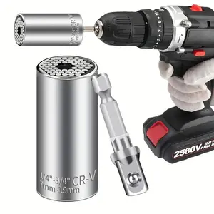 2026 Christmas Gift Universal Adjustable Socket Wrench Set, Multifunctional Socket Wrench, Car Tool Kit, Portable Hand Multi-Function Wrench Repair Kit with Drill Adapter