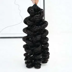 QVR Bouncy Curly Crochet Hair Natural Black Machine Made Feather Crochet Human Hair Extension Miracle Knots Boho Braids