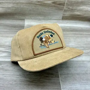 Vintage Ducks Unlimited Corduroy Hat – Adjustable Snapback Retro Hunting Cap Outdoor Trucker Style