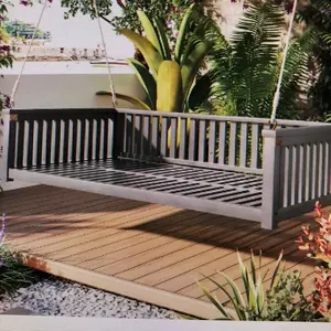 Patio minimalist twin size garden swing bed wood porch swing