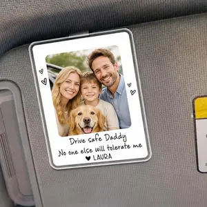 Father's Day Gift For Dad Personalized Drive Safe Daddy Car Visor Clip, Custom Sun Visor Decoration Car Accessory Unique Meaningful Keepsake Gift for Dad, Husband, Grandpa, or loved ones