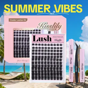 Lush | Kisslily Voluminous Manga Spike Lashes, Waterproof & Super Soft & Thin Band Too | Waterproof Long-Lasting  Daily Volume Style Beginner-Friendly DIY Lashes for Flawless Voluminous Look Trendy Must-Have Clusters #Summervibes