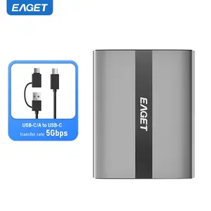 EAGET Portable SSD 500MB/s High-Speed Transfer, 55g Ultra-Light Aluminum Shell, USB-C/USB-A Dual Interface SSD, Plug & Play, Compatible with Laptop, Phone, Tablet, Ideal for Travel, Office, Data Backup of Photos, Videos and Files, SSD External