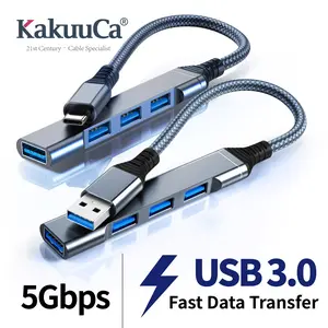 Ultra-Thin 4-Port USB HUB, Portable Data HUB, Compatible with Imac Pro, Macbook Air, MAC Mini/pro, Surface Pro, Laptops, USB Drives, External Hard Drives