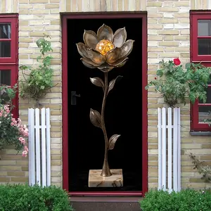 2pcs European Retro Lotus Shaped Decorative Table Lamp Metal Branch Glass Petal LED Light Living Room Bedroom Study Ornament Creative Home Soft Furnishing Craft Marble Base Ambient Lamp 198175