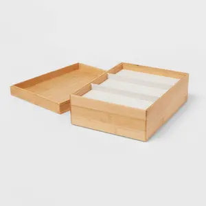 9" x 12" Stackable Bamboo Accessory Tray Set with Lid - Brightroom