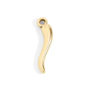 Italian Horn Charm – 18K Gold Jewelry Accent | Stainless Steel Good Luck Pendant