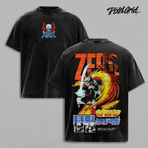Mega Man Zero Graphic Tees, Retro Capcom Action Game Shirt, Vintage Washed Oversized Heavy Cotton T-Shirt, Zero Character Unisex Graphic Streetwear Fit, Casual Crewneck Gamer Apparel, Y2K Style