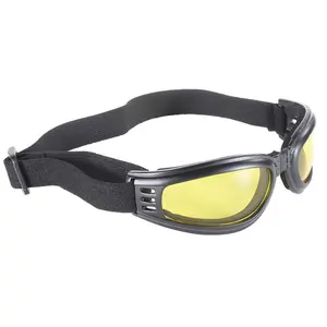 DANIEL SMART Nomad Goggle 45212, Unisex Fashionable Glasses, Black Frame, Yellow Lens, Folding Design for Saddlebag or Pocket Storage