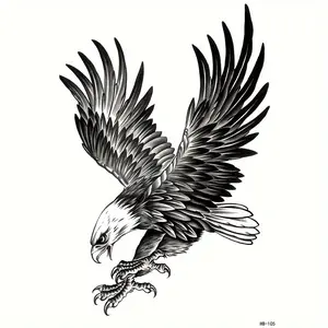 Temporary Tattoo Sticker - 1 Sheet Realistic Black Eagle Sticker Tattoos, Waterproof Long-Lasting, Men's Daily & Party Makeup Decoration Accessory