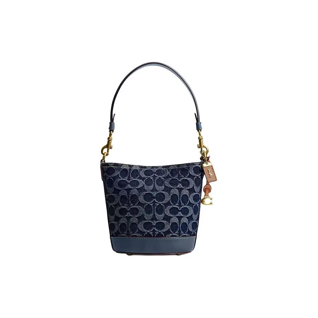 COACH Dakotah 16 Signature Monogram Fabric and Leather Bucket Bag in Blue for Women