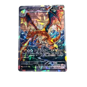 Charizard EX Stained Glass Design Sunset Embers River of Flame Standard Size English Back Sleeved Card Saver & Bubble Mailer