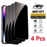 4Pcs Anti-Spy Polarized Tempered Glass Screen Protectors for iPhone 11-17, 16 Plus, 16e Plus, Air, Pro Max - Reflective, Scratch-Resistant, Secure Smooth Accessories for Smartphone, Cellphone Devices