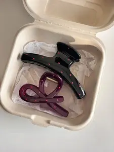 Sweet Cool Polka Dot Bow Hair Clips, Cute All Season Shark Clip Set, Versatile High-End Style Hair Accessories