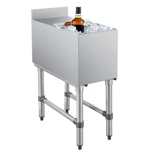 VEVOR Commercial Ice Bin, 39.6 Qt Max Capacity, 12x 24x 33 Inch Stainless Steel Ice Chest with Sliding Lid, 24H Long-Lasting Insulation, Cooler Cart Cocktail Unit for Bar Restaurant Pub, NSF