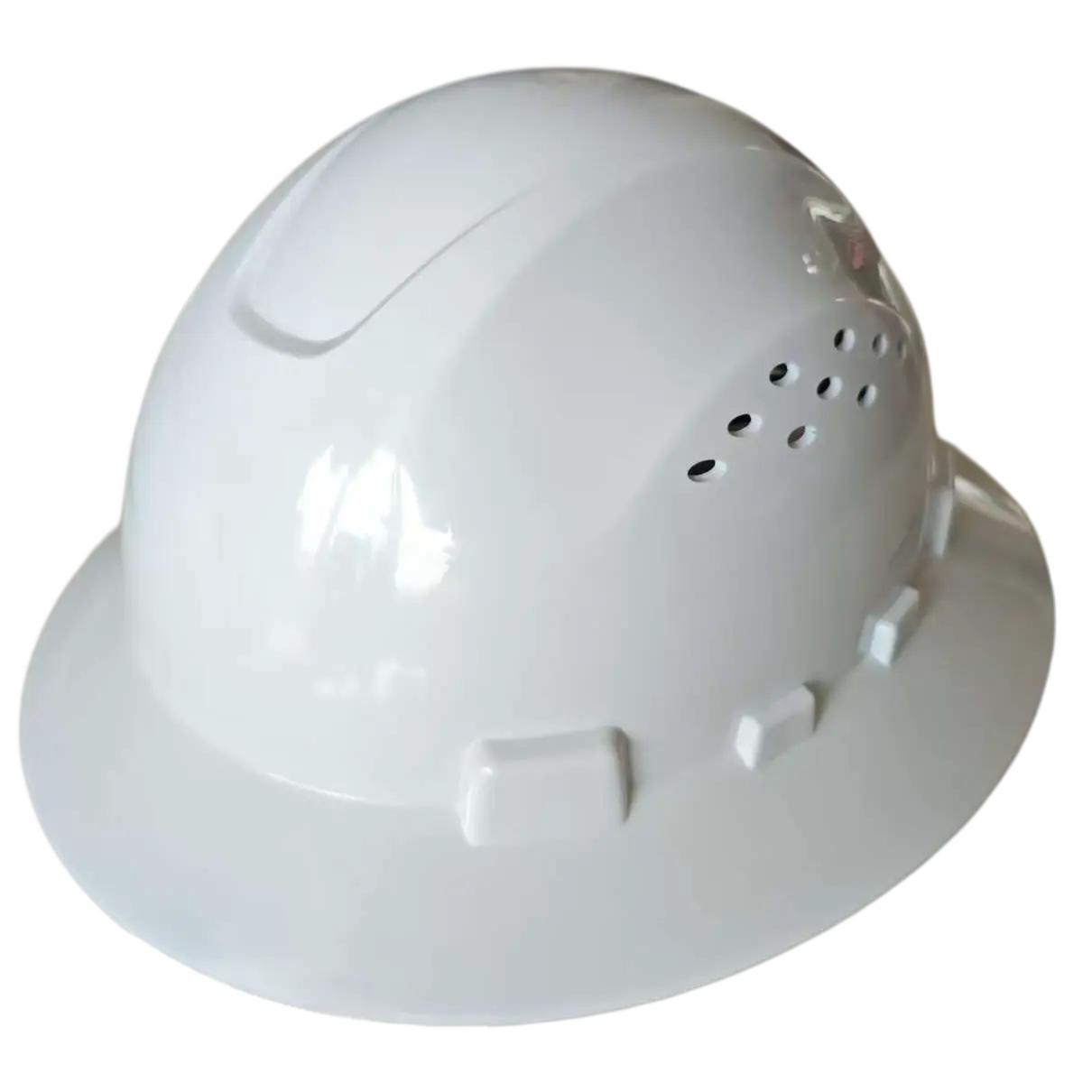Class E Vented Protective Headgear with Ratchet Fit | Wide-Brim Safety Cap for Forestry, Mining & Road Work | Fits Sizes 6.5 to 8 Inches, Full Brim, 4-Point Suspension System, Impact Absorb, 1.3 Pounds