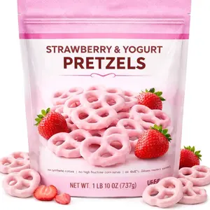 Strawberry Yogurt Pretzel Delights, Gourmet Creamy Sweet & Salty Snack Bag Treat | Valentine Day Gift Him Her Lovers - Dessert Candy Alternative