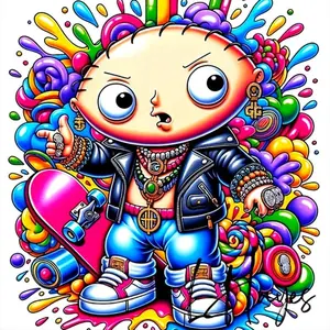1pc, Craft Colorful Cartoon Diamond Painting, Stuie Skateboard Handmade Rhinestone Decoration for Living Room And Bedroom, Material Kit, Rhinestone Art for Festivals, Home Decoration for Living Room, Bedroom, Study, And Bathroom Walls, Holiday Gifts