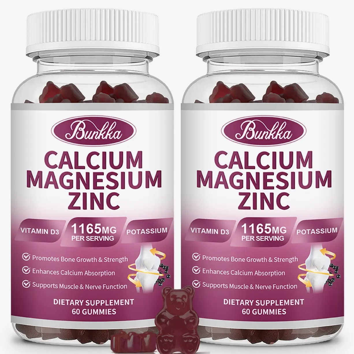 Calcium Magnesium Zinc Gummies with Vitamin D3 - for Bone, Mood & Sleep Support - Calcium Magnesium Zinc D3 Supplement for Adults