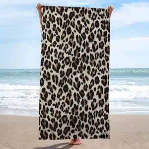 A Beach Towel with a Leopard Print Design, Highly Absorbent And Perfect for Travel, Swimming, Diving, Surfing, Yoga, And Camping, Usable in Any Season