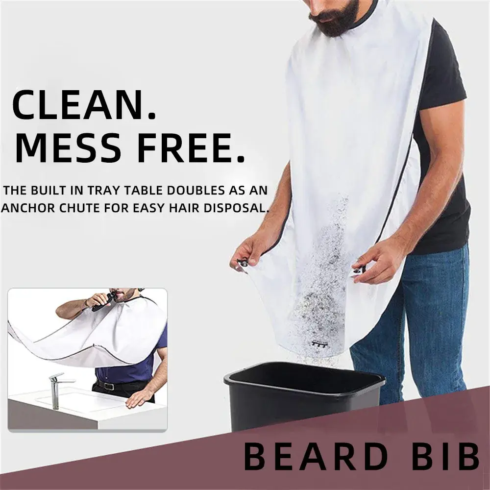 Men's Shaving Apron - Beard Catcher Cape, Hairdresser Hair Cleaning Bib, Home Care Supply, Adult Grooming Accessory Gift