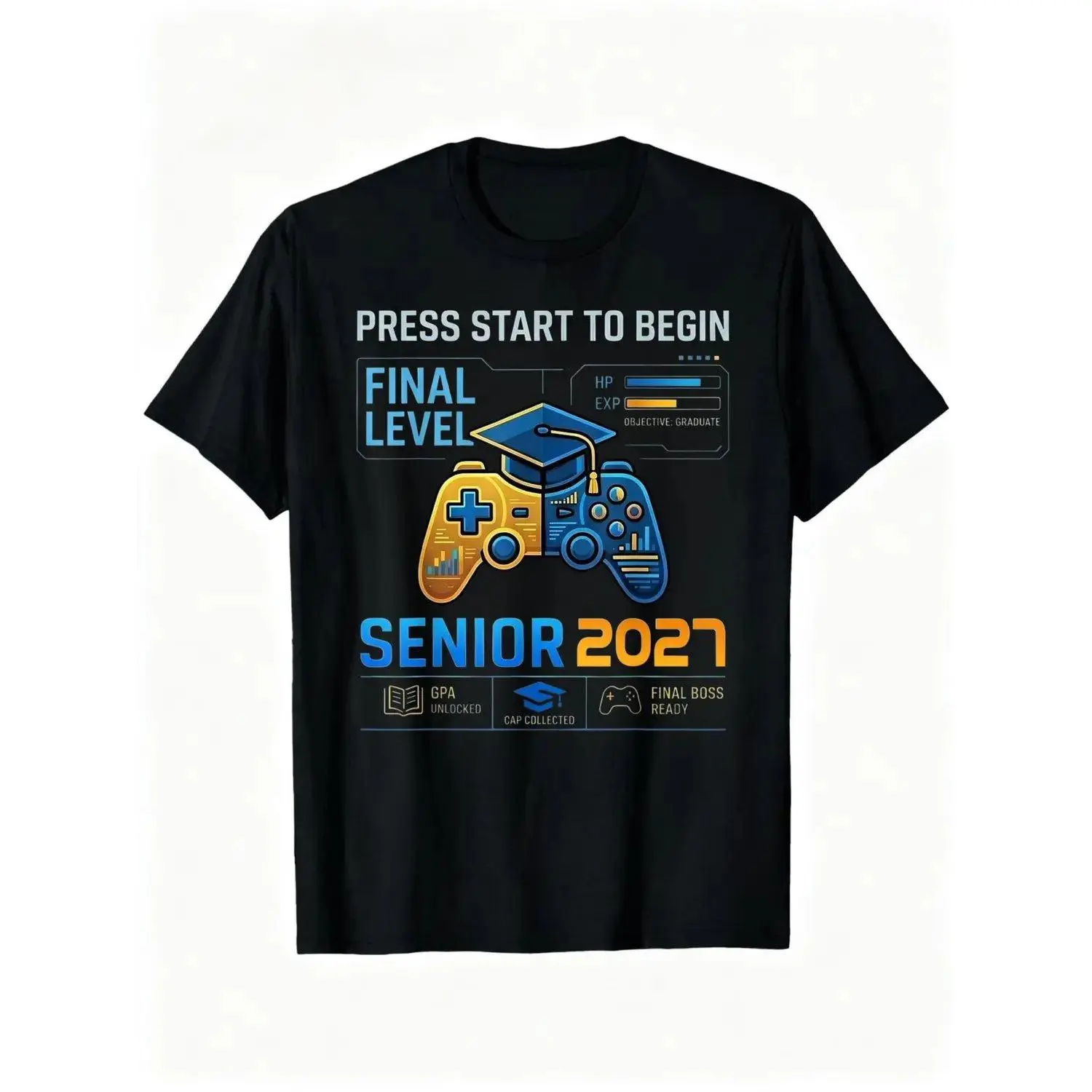 Senior Class of 2027 Back to School Gamer Senior 2027 Graphic Tee Vintage Style Short Sleeve Senior TShirt Apparel