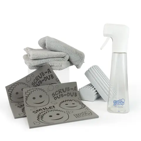 Scrub Daddy Dusting Bundle including 2 Damp Dusters, 2 Damp Duster Towels, 2 Microfiber Towels and a Spray Bottle