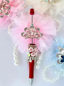 Crown Design Beading Tool, Fashionable Beading Pen, DIY Crown Pearl Yarn Net Gift, Suitable for Handmade Cell Phone Chain Key Chain Bead Pen, Beaded Pens