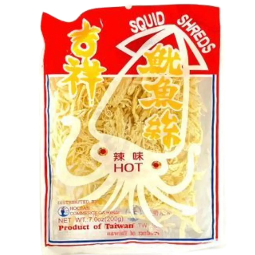Hocean Salted Dry Seafood Snack, Hot Dried Squid Shreds, 7oz