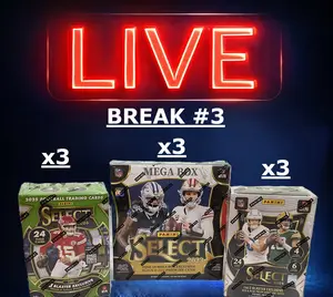 Break #3 32 Team NFL PYT 9 Box Break, (3) 2023 Select Mega Boxes, (3) 2024 Select Blaster Boxes, (3) 2025 Select Blaster Boxes