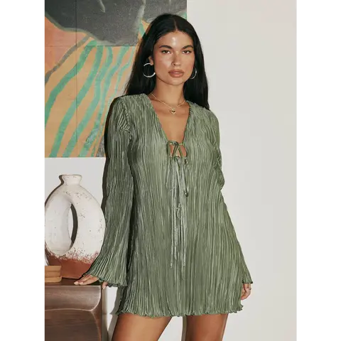 Malop Long Sleeve Mini Dress Sage