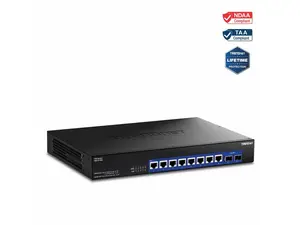TRENDnet 10-Port 10G Unmanaged Switch, TEG-S7102, 8 x 10G RJ-45 Ports, 2 x 10G SFP+ Ports, 200Gbps Switching Capacity, Rackmount Design, Lifetime Protection, Black