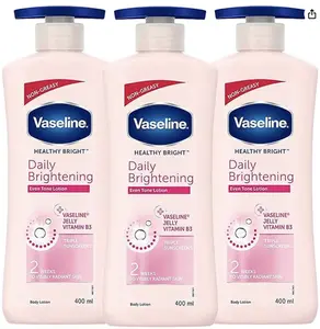 Vaseline Daily Brightening Lotion - Non-Greasy, Glycerin-Infused, 600 mL Pump Bottle (Pack of 3) - Health & Wellness Hydrating Body Care Treatment with Therapeutic Comfort