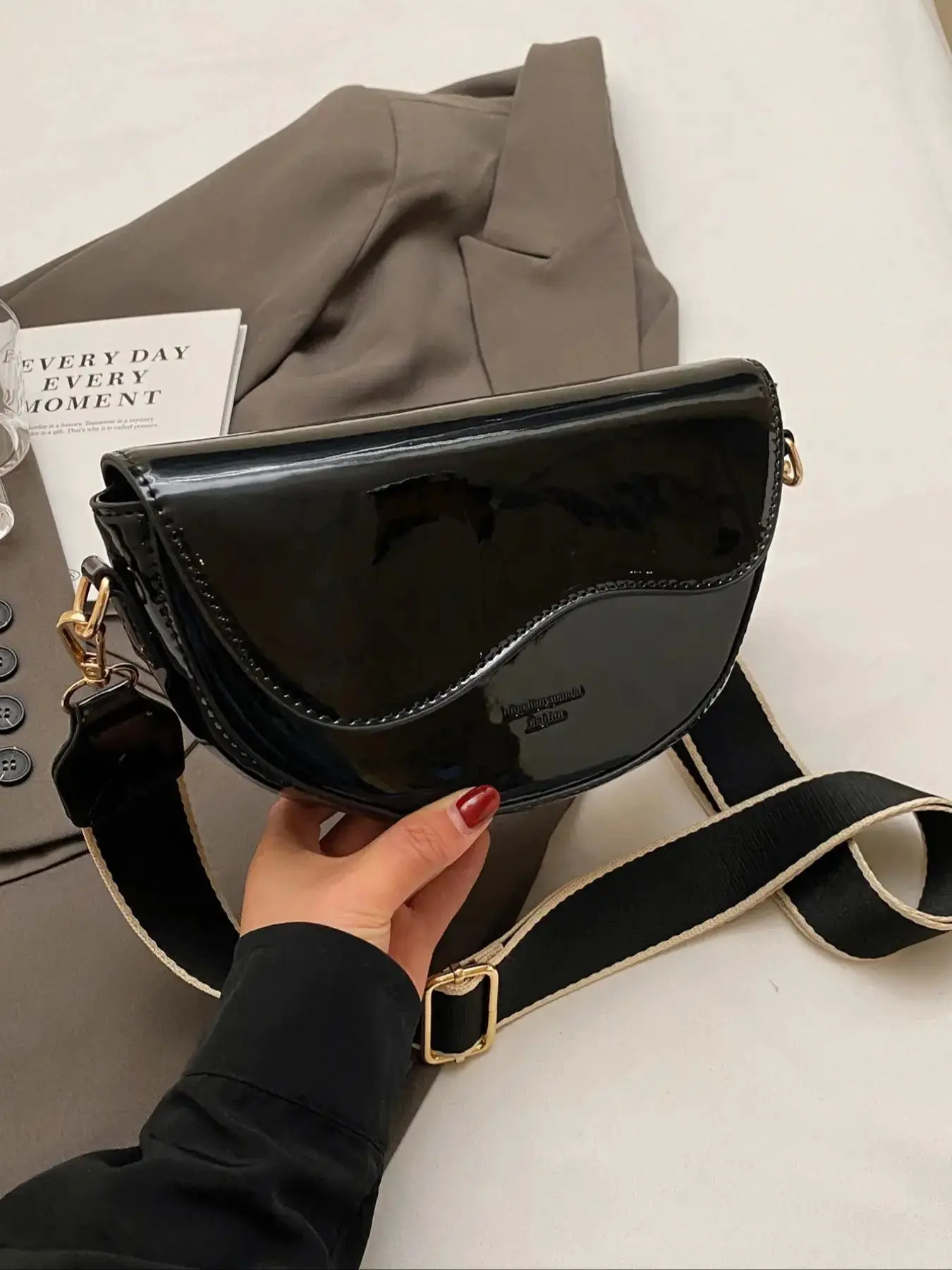 Black patent leather